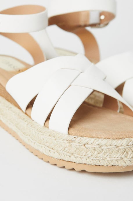 Benny Multi Strap Chunky Raffia Flatform Wedge Sandals