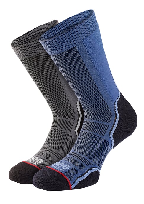 1000 Mile - 2er-Pack Herren Trekking Socken mit einlagigem, atmungsaktivem Merinowolle - Marineblau / Anthrazit - Image 1