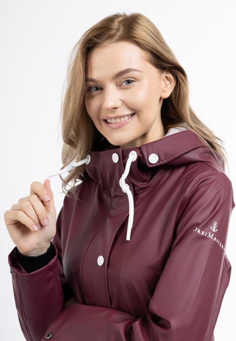 Dreimaster Regenmantel Damen Weinrot - Image 3