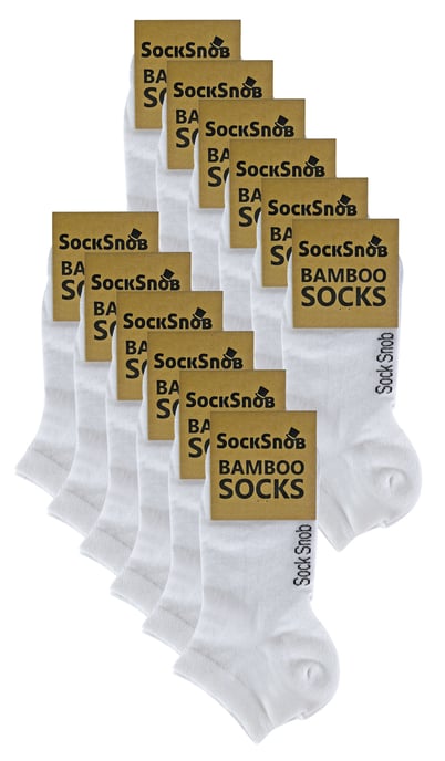 12 Paar Multipack Mens Bamboo Trainer Socken | Atmungsaktive Socken - Weiß - Image 2