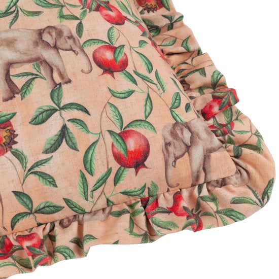 Wylder Tropics Okara Elephant Printed Ruffle Polyester Filled Cushion