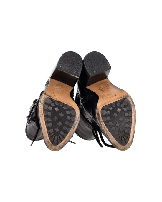 Valentino Garavani Rockstud Doppel-Schnallen Stiefeletten aus schwarzem Leder - Image 5