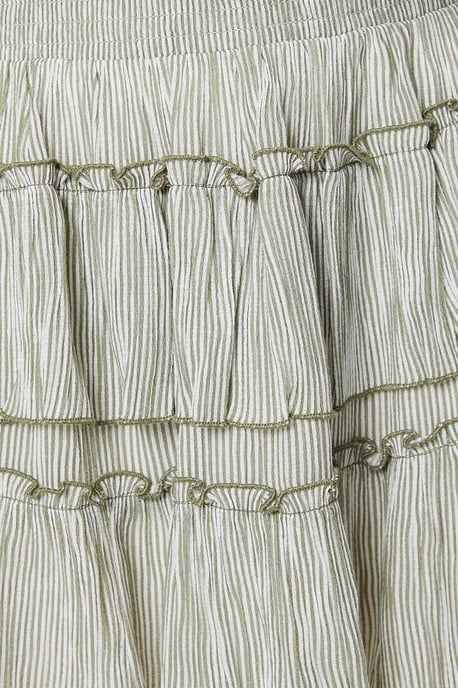 Petite Stripe Frill Shirred Mini Skirt