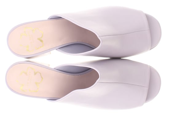 Ted Baker Damen Absatzschuhe Deltino Leder Mules Peeptoe Blockabsatz Lila - Image 6