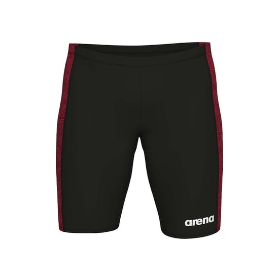 Men's Arena Abstract Tiles Jammer Swim Shorts in Black Red - Image 3