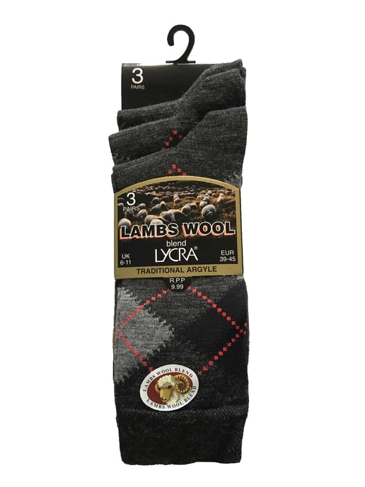Sock Snob - Herren 3er-Pack Lambs Wool Blend Patterned Soft Top Socken - Image 2