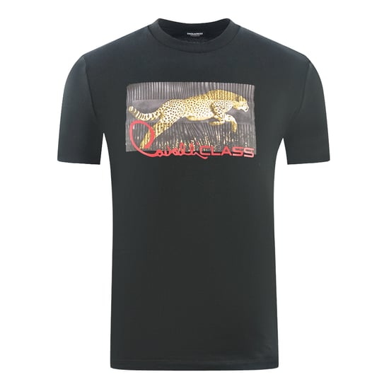 Cavalli Class Boxed Leopard Logo Schwarzes T-Shirt - Image 1
