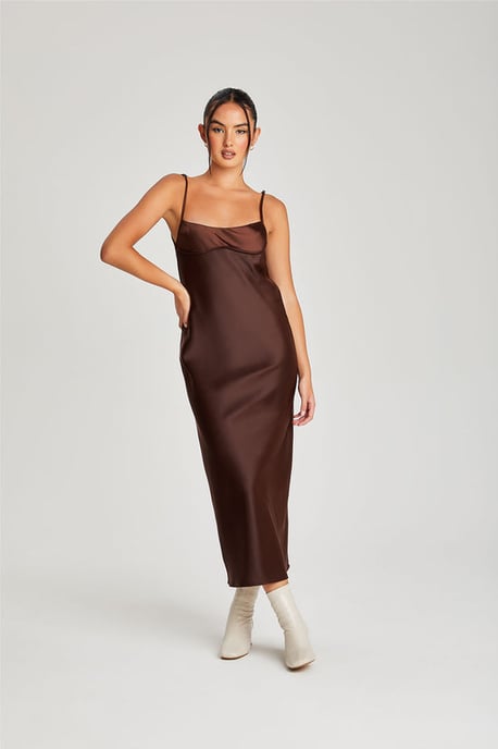 Satin Underbust Midi Dress