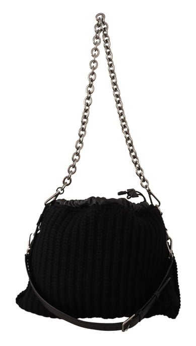 Dolce & Gabbana Sac Crossbody Epaule Tricoté en Cachemire Noir pour Femme - Image 3