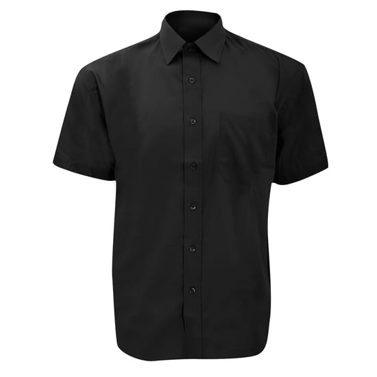 Russell Collection Herren Kurzarmhemd aus pflegeleichter Poly-Baumwolle Popeline (Schwarz) - Image 1