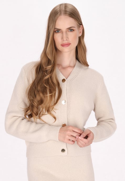 Dreimaster Cardigan Damen Wollweiss - Image 3
