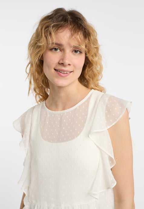 Dreimaster kurzarmbluse Damen Wollweiß - Image 5