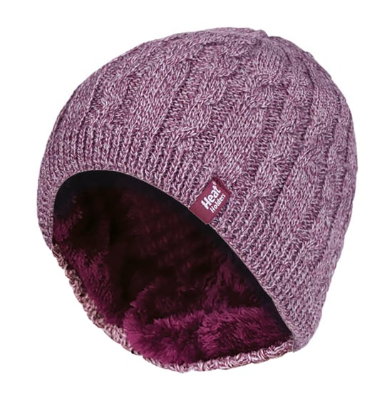 Damen gerippt Kabel stricken Fleece gefüttert Thermal gestrickt Beanie Hut - Image 1