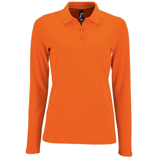 SOLS Womens/Ladies Perfect Langarm-Pique-Poloshirt (Orange) - Image 1