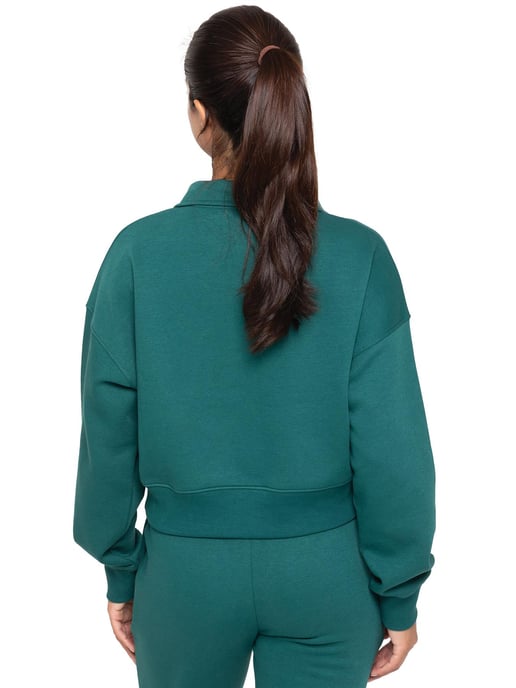 Enzo | Womens Hälfte Zip Sweatshirt - Waldgrün - Image 3