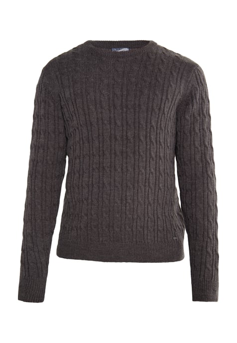 Dreimaster Strickpullover Herren grau melange - Image 1