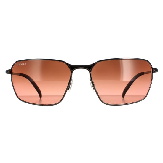 Serengeti Rectangle Mens Shiny Dark Gunmetal  Mineral Polarized Drivers Gradient  Shelton