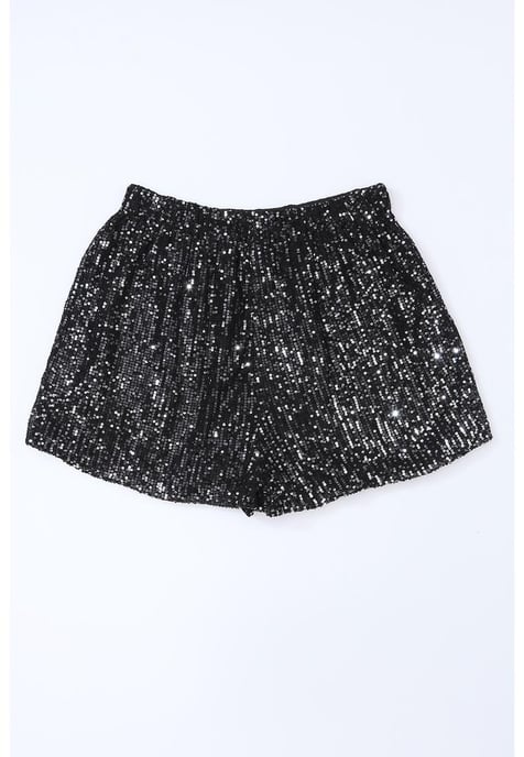 Damen-Shorts mit Pailletten und hoher Taille in Schwarz - Image 6