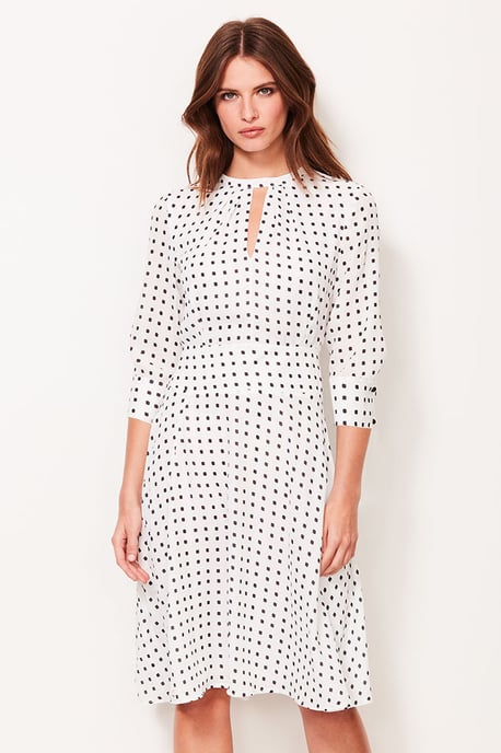 White & Black Square Polka Dot Dress