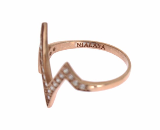 Nialaya Rosa Gold 925 Silber Damen Klarer Ring - Image 5