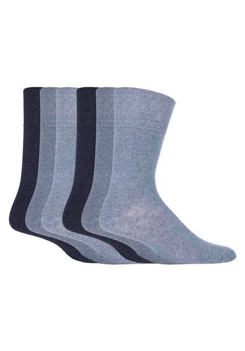 Gentle Grip - Herren Socken Bigfoot Honeycomb Top Cotton Rich 6er Pack - SOMRJ Blau - Image 1