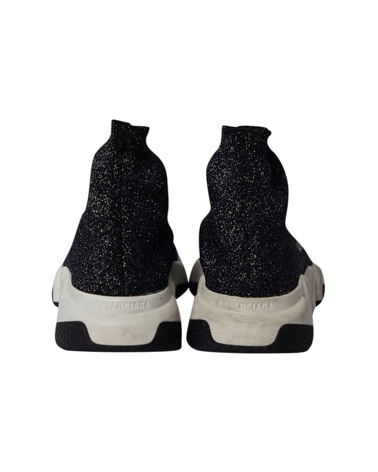 Balenciaga Glitzer Speed Sneakers aus schwarzer Viskose - Image 4
