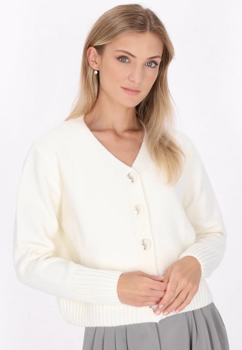 Dreimaster Cardigan Damen Wollweiss - Image 3