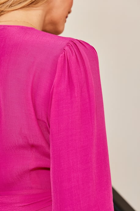 Hot Pink Wrap Front Tunic Top