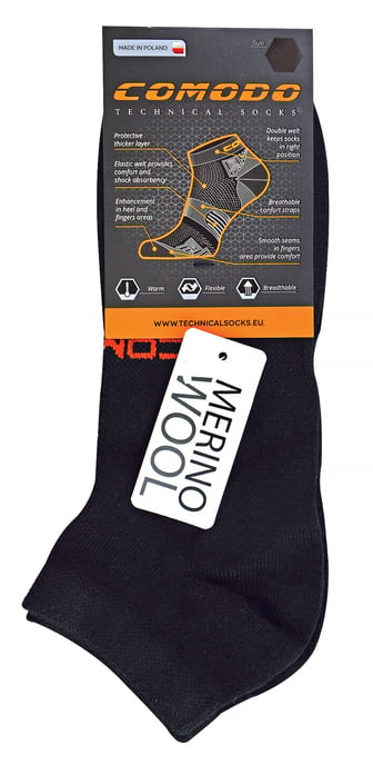 Comodo - Unisex Merino Wool Running Socken | Leichte Sport Socken - Schwarz - Image 2