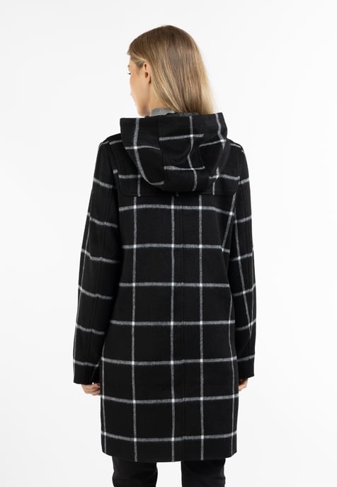 Dreimaster Dufflecoat aus Wollgemisch Damen Kariert Schwarz Weiss - Image 4