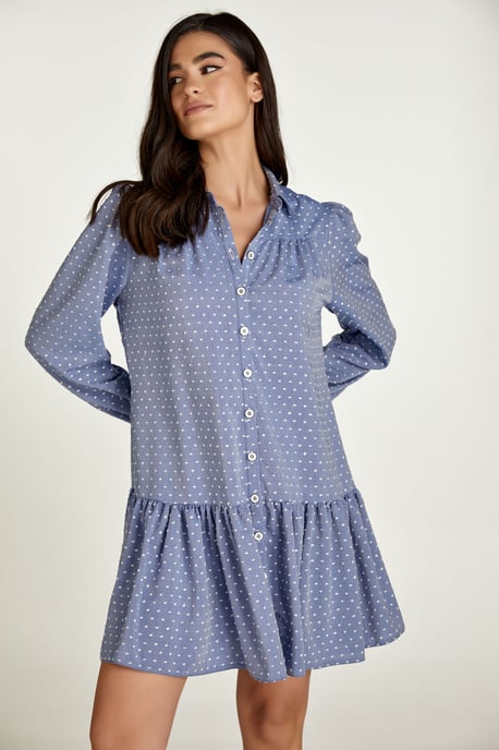 Besticktes Kleid im Denim-Stil mit Knöpfen - Image 5