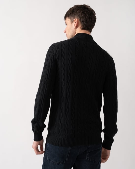 GANT Mens Cotton Cable Half Zip Jumper - Image 5