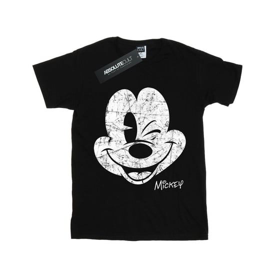 Disney Boys Mickey Mouse Distressed Face T-Shirt (Black)