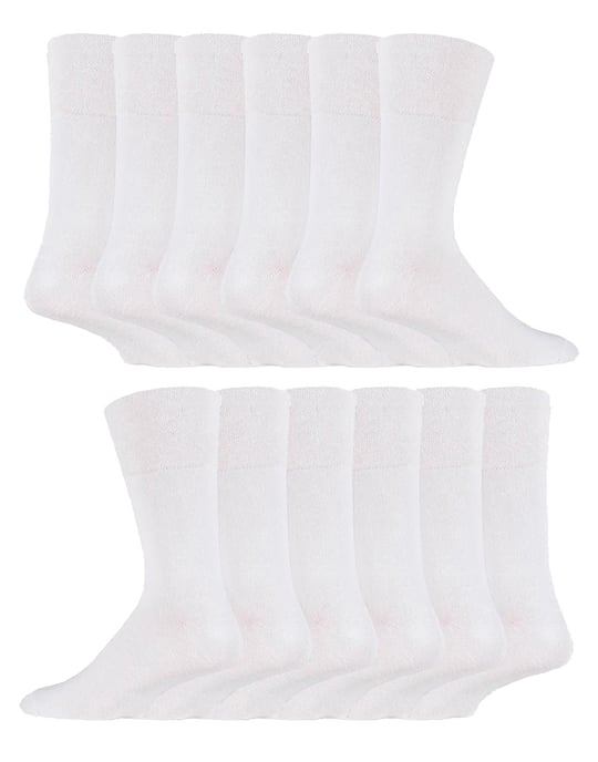 12 Paar Multipack Gentle Grip Top Diabetiker Socken | IOMI | Mid Calf Loose Top Non Elastic Cotton Socken mit Handlinked Seamless Toe - Weiß - Image 1