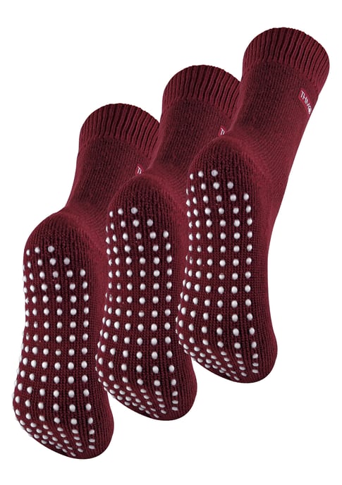 THMO - 3 Paar mit Fleece gefütterte, atmungsaktive Damen-Slipper-Socken - Deep Fuchsia - Image 1