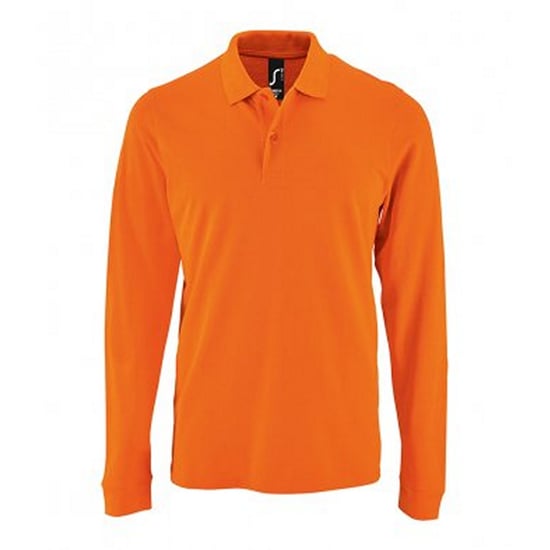 SOLS Mens Perfect Langarm-Pique-Poloshirt (Orange) - Image 1