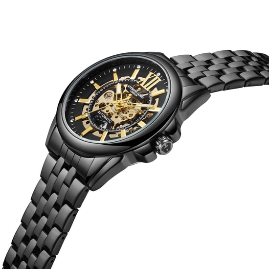 Montre de luxe pour hommes Anthony James Squelette noir automatique - Image 4