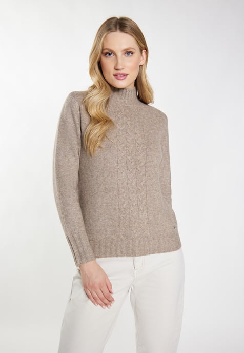 Dreimaster Strickpullover Damen Schlamm Melange - Image 3