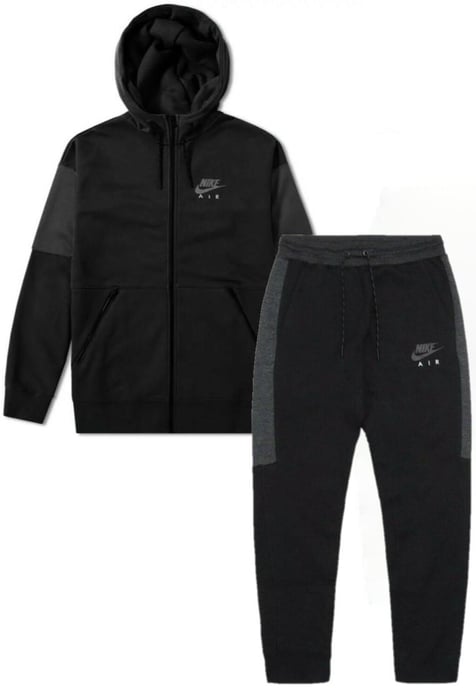 Nike Air Herren Fleece-Trainingsanzug Komplett-Set in Schwarz - Image 1