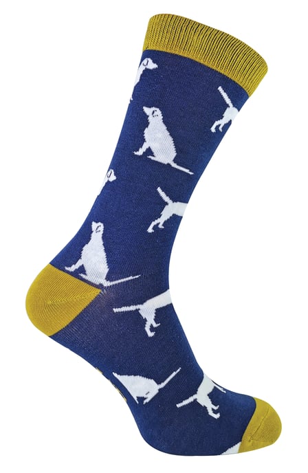 Mr. Heron - Homme Chaussettes Chien Motifs | Chaussettes Bambou Fantaisie - Labrador (Marine) - Image 1