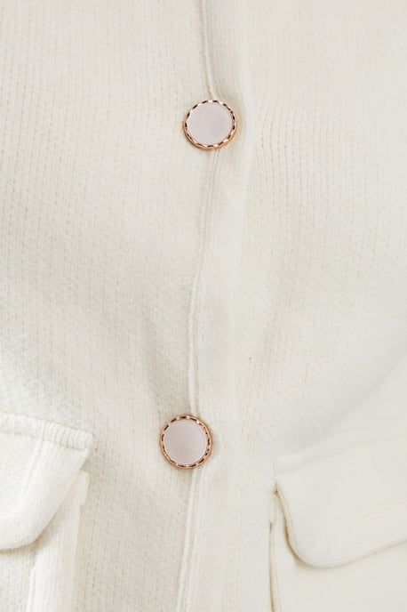 Melange pocket detail button down knitted jacket