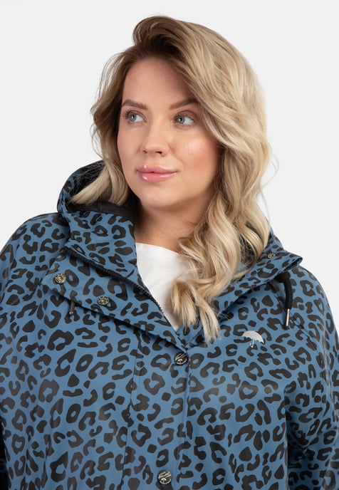 Schmuddelwedda Plus Size Regenmantel mit Leoprint Damen Blau Grau Schwarz Leo - Image 5