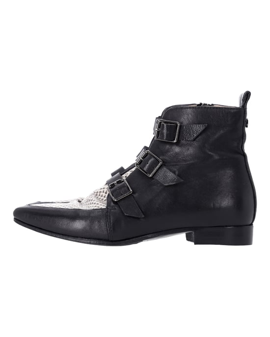 Jimmy Choo Marlin Schlangenprint-Ankle Boots aus schwarzem Leder - Image 2