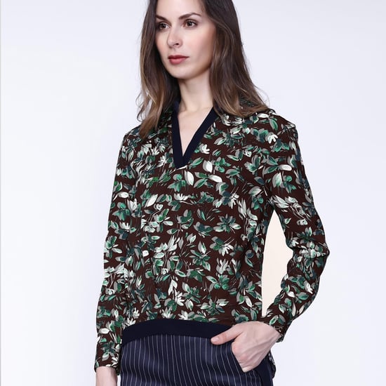 Satin-Kolibri-Bluse und Blätterdruck - Image 1