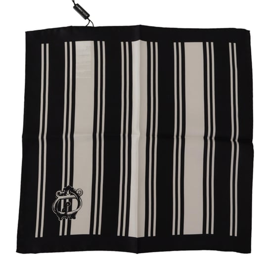 Striped Logo Print Silk Handkerchief Scarf