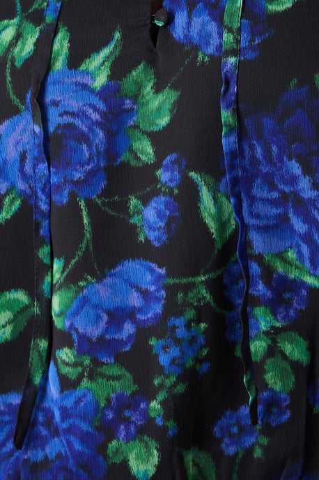 Curve Floral Chiffon Shirred Hem Top