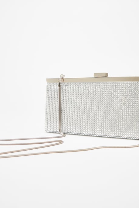 Silver Diamante Clutch Bag