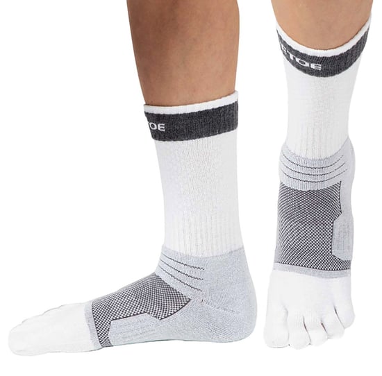 TOETOE - Herren- und Damen-Tennis Atmungsaktive Gepolsterte Knöchel Sport Zehensocken - Weiß & Grau - Image 2