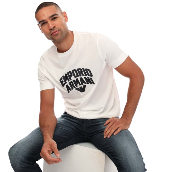 Men's Armani Embroidered Logo T-Shirt in White