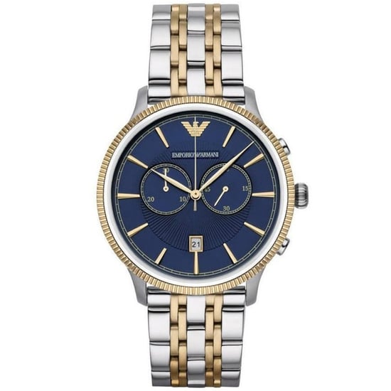 Emporio Armani AR1847 Men's Watch Chronograph Two Tone Blue